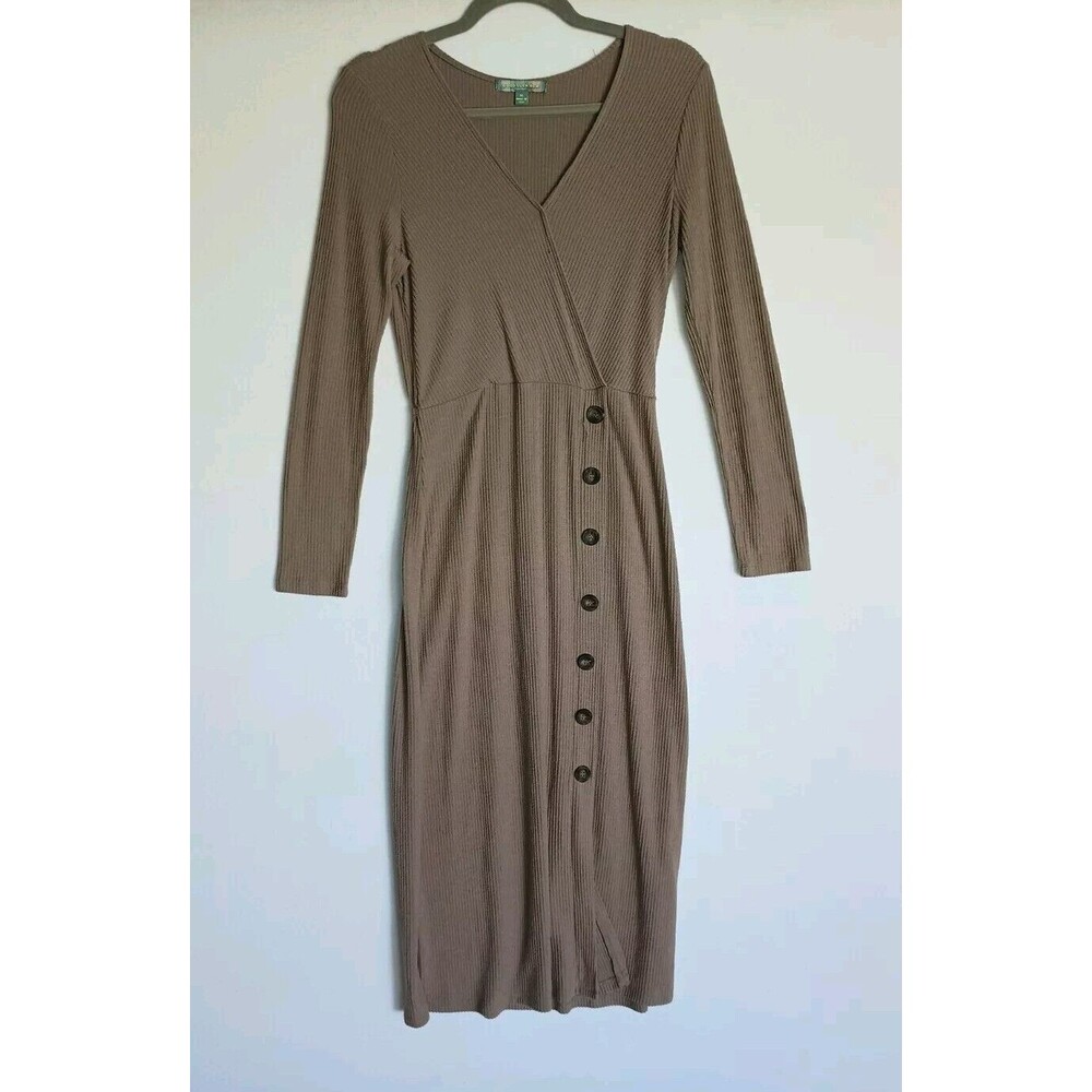 Good Luck Gem Long Sleeve  Dress Size M Brown